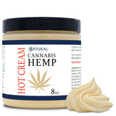 Zatural Hemp Hot Cream jar shown for a relaxing massage experience.