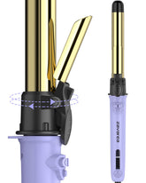 zavarea rotating curling iron 1-inch purple closeup for sleek waves