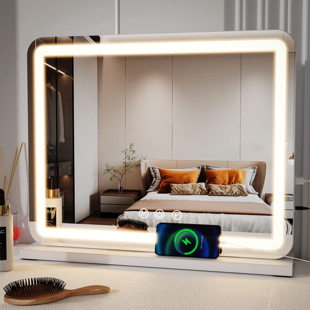 ZL ZELing vanity mirror with LED lights shown in full view for precise makeup.
