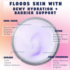 Zen Dew Moon Milk snail mucin texture closeup emphasizes silky glass-skin finish