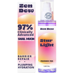 Zen Dew Star Light serum bottle closeup highlights hydrating snail mucin for glowing skin
