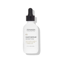 Zenagen Densifying Hair Serum bottle pour for fine hair showing smooth application