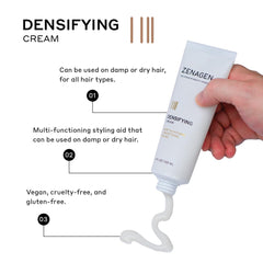 Zenagen Densifying Leave-In Cream texture highlights lightweight, non-greasy feel.