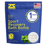 Zensah sport recovery bath bomb packaging highlights magnesium for post-workout relief