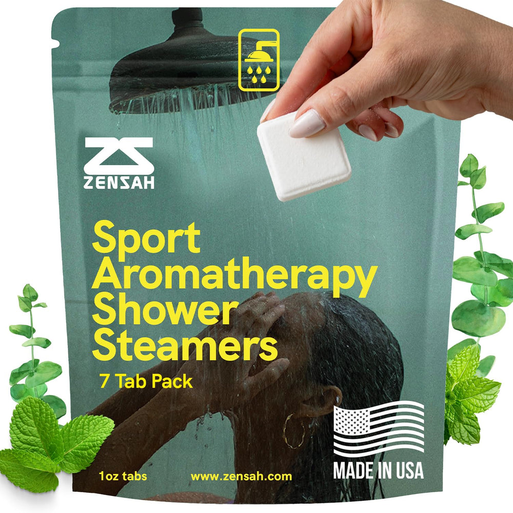 Zensah Sport Shower Steamer relaxing-aromatherapy close-up promotes calm, focused showers.