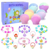 ZETONBNN Mermaid Bath Bomb shell closeup showing bright fizz and kid friendly design