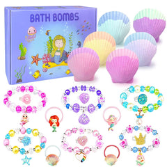 ZETONBNN Mermaid Bath Bomb shell closeup showing bright fizz and kid friendly design