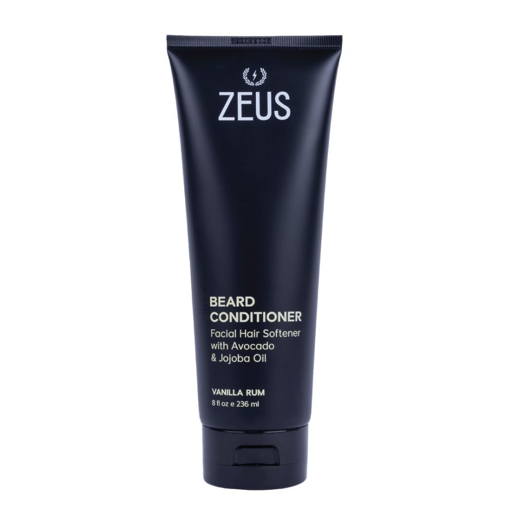 ZEUS Beard Conditioner Wash bottle-cap close-up shows softening, hydrating formula.