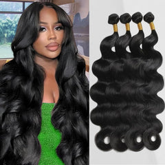 ZGWG 12A body wave bundles 16 natural black closeup shows silky texture for seamless blending.