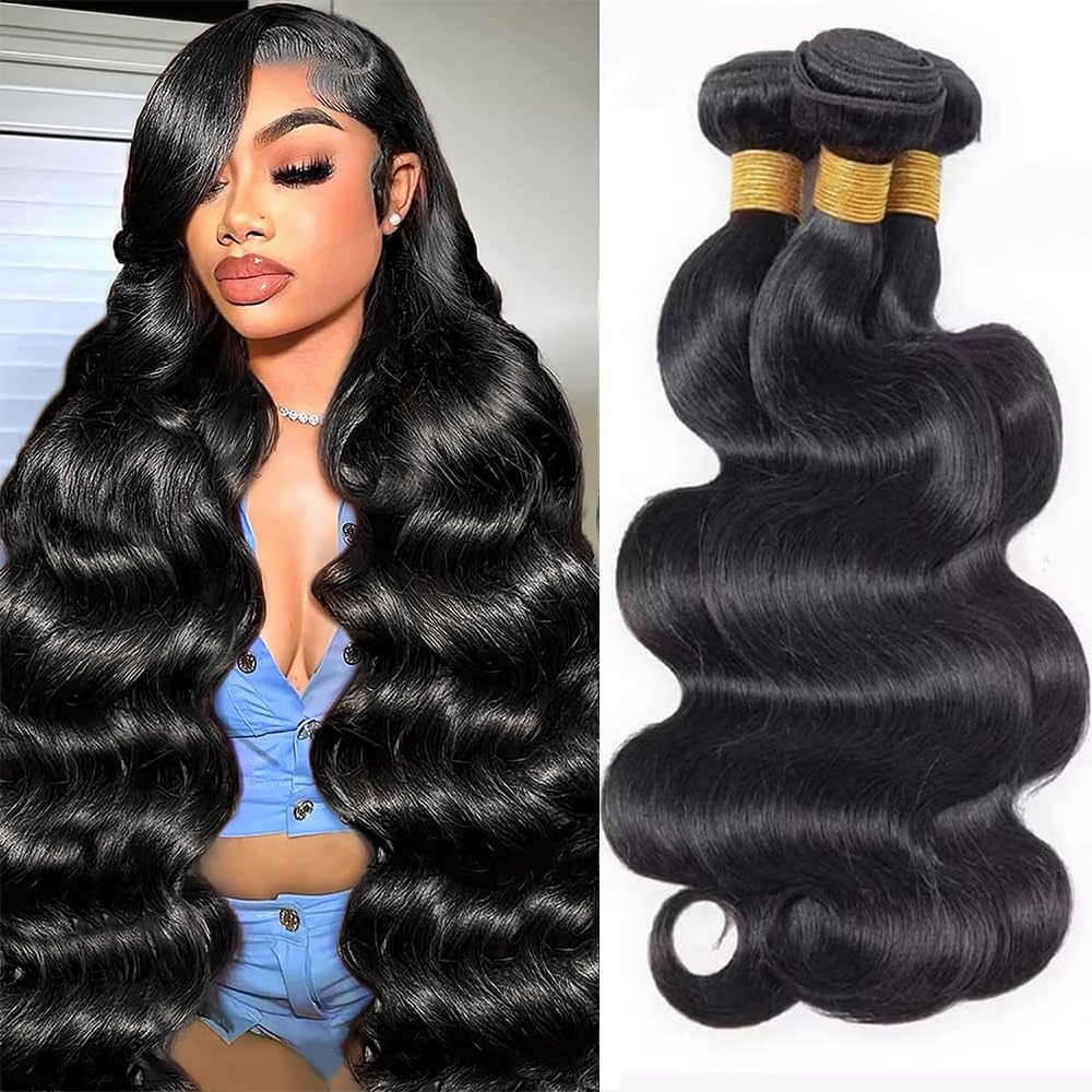 ZGWG body wave bundles 18 inch natural black display silky texture for daily wear