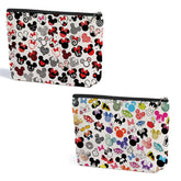 ZHAMEN mouse-print makeup bag front view with roomy interior for cosmetics.
