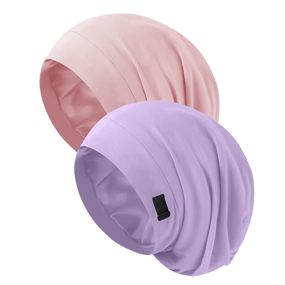 ZHENSILK silk bonnet pink satin lining for hair protection while sleeping