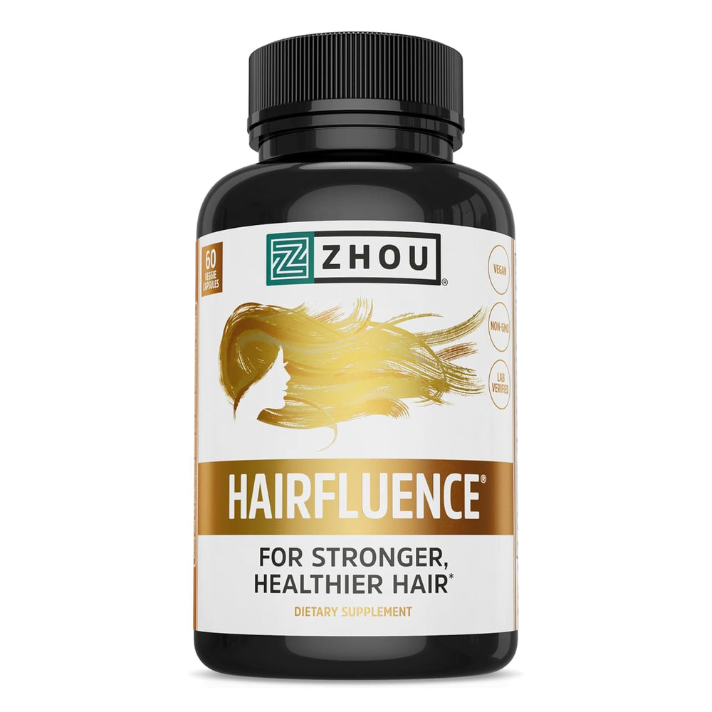 ZHOU Hairfluence bottle with capsules ready for daily use, convenient hair support.