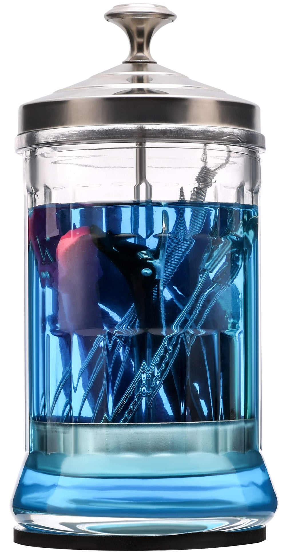 ZIBARBER disinfectant jar glass body shows clear capacity for tool sanitation