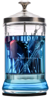 ZIBARBER disinfectant jar glass body shows clear capacity for tool sanitation