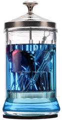 ZIBARBER disinfectant jar glass body shows clear capacity for tool sanitation