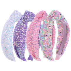 Zifengcer sequin headbands 4-pack front view for outfits that sparkle.