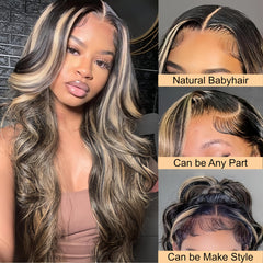 Zihomha 30-inch ombre lace front wig back view with seamless scalp blend