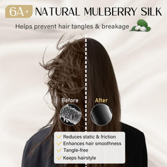 ZIMASILK silk bonnet pink worn on head for gentle hair care and sleep.