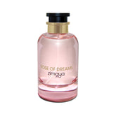Zimaya Rose of Dreams Pour Femme bottle with peach notes for daily elegance.