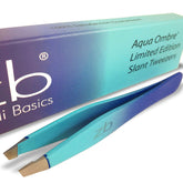 Zizzili Basics tweezers aqua ombré slant close-up for precise brow shaping