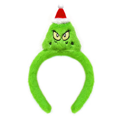 ZLIXING Grinch hat headband front view, cozy festive look for holiday parties.