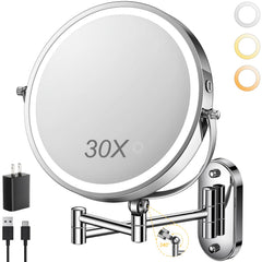 ZLOKLA 9-inch wall-mount makeup mirror front view showing flexible arm for easy makeup