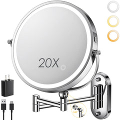 ZLOKLA 9-inch wall-mounted makeup mirror front view with adjustable lighting for flawless makeup prep.