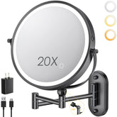 ZLOKLA wall-mounted lighted makeup mirror front view with bright LEDs for precise makeup