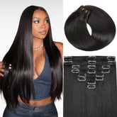 ZNXDJXE clip-in extensions in natural black add effortless volume for daily styling.