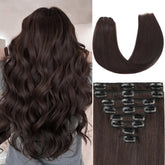 ZNXDJXE dark brown clip-in extensions in pack for fuller daily volume