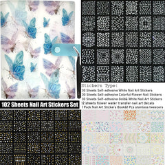 Zoance white floral nail stickers — elegant daisies and blossoms for chic minimalist manicures.
