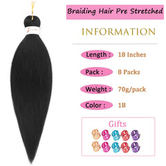 Zoewan braiding hair pre-stretched 18in wefts, easy to braid and install.