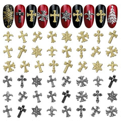 ZOKLU cross charms nails 240pcs pack with assorted designs for daily manicures.