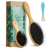 Zollo Natural Boar Bristle Hair Brush main view for gentle detangling and shine.