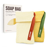 ZOMCHI Bar Soap Saver Bag rough pouch front view offers vigorous exfoliation for dry skin.