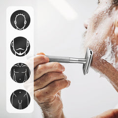 ZOMCHI closeup blade edge highlights precision for a smooth shave.
