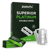 ZOMCHI double-edge blades packaging shows safe handling for travel and storage.