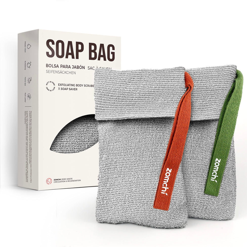ZOMCHI soap bags gentle roughness closeup demonstrates gentle exfoliation for smoother skin.