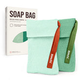 ZOMCHI soap saver rough bag mint for vigorous exfoliation on dry skin.