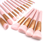 ZOREYA makeup brush set in pink cover for organized, beginner-friendly routine.
