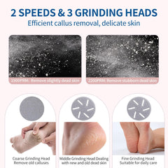 ZOZOO electric foot file vacuum pickup keeps pedicure mess-free.