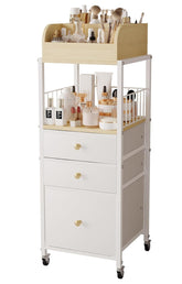 ZQUYAJ makeup organizer cart with drawers in white for easy vanity storage.