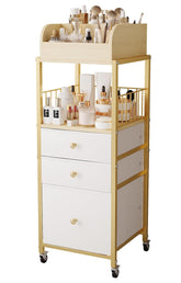 ZQUYAJ makeup organizer cart top divisional display keeps cosmetics within easy reach.