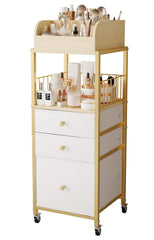ZQUYAJ makeup organizer cart top divisional display keeps cosmetics within easy reach.