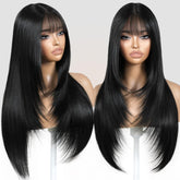 ZRLK black wig with bangs natural flow—realistic layers for versatile daily and party-ready looks.