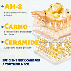 Z:SEA cream texture close-up highlights non-greasy hydration for neck and chest.
