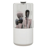 Zufudo makeup brush holder with dustproof lid keeps brushes clean during daily use.