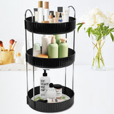 Zufudo rotating makeup organizer top view shows easy access and organized cosmetics.