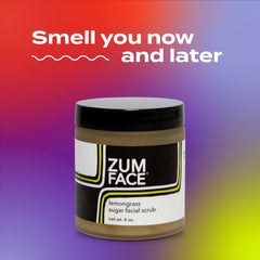 Zum Face Sugar Scrub lemongrass scent bottle suggesting refreshing morning ritual